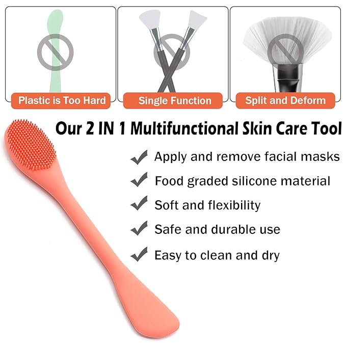 Silicone Face Mask Brush, Face Scrubber for Gentle Exfoliating & Hairless Moisturizers Applicator Tools for Apply Mud, Clay, Charcoal Mixed Mask, Cream, Lotion