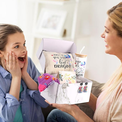 6 Pieces Dragon Gifts Set for Women Dragons Lovers Just a Girl Who Loves Dragon Gifts for Her Daughter Friend Sister Dragons Lovers