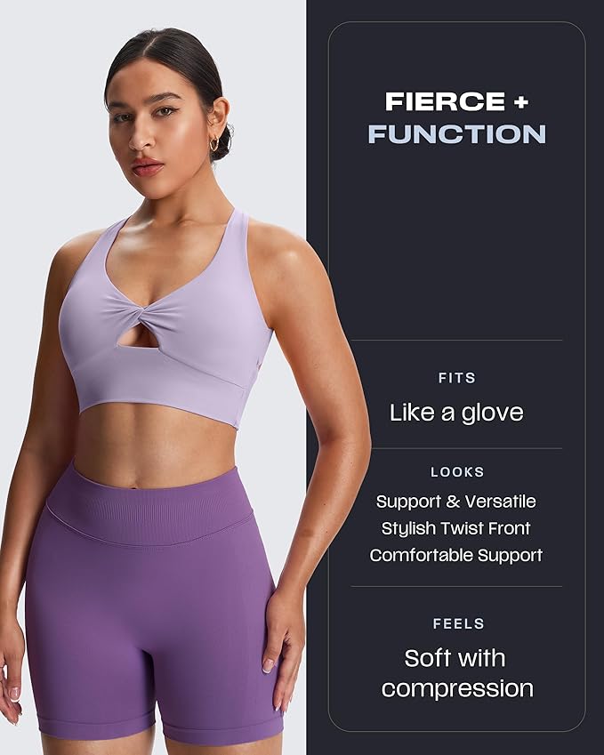 Aoxjox Women's Workout Sports Bras Twist Front Fitness Training Gym Bra Yoga Crop Lola Tank