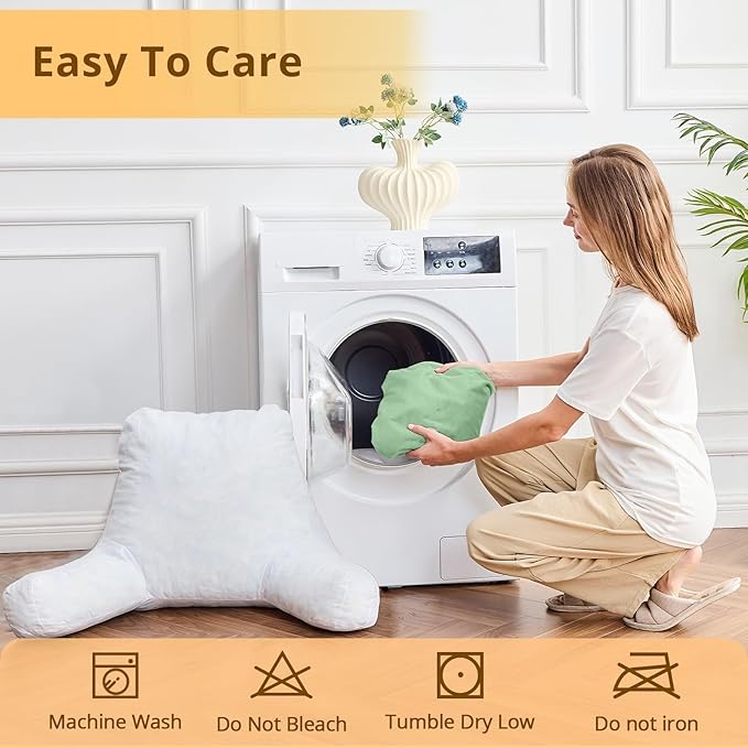 Sasttie Reading Pillow, Velvet Back Pillow for Bed Sitting Up, Adult Back-Rest Support Cushion with Arms for Sit Up on Couch, Sofa, and Floor, Dorm Essentials, Reading Accessories, Light Green