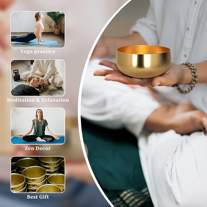 Tibetan Singing Bowl Set - 4" Handcrafted Meditation Sound Bowl for Yoga, Mindfulness Chakra Healing & Stress Relief | Complete Kit with Cushion & Mallet | Spiritual Gifts for Beginners (4 Inch)
