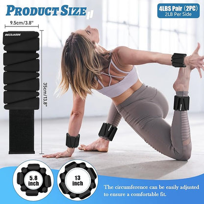 Ankle Weights Set of 2 (1 lb/2 lb/3 lb Each) Adjustable Wrist Weights for Women Men Wearable Arm Leg Weight for Pilates, Running, Walking, Workout, Yoga