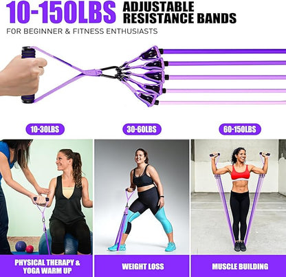 Resistance Bands, Exercise Bands with Handles for Working Out, Fitness Bands for Women, Workout Equipment Home Gym, Training Bands with Door Anchor, Ankle Straps, Shape Body, Physical Therapy