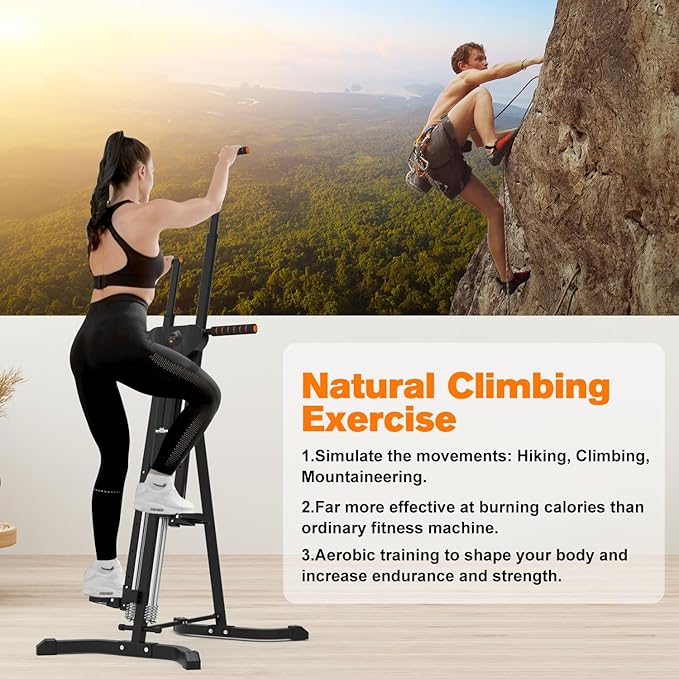 Vertical Climber Exercise Machine for Home Gym with 4 Metal Guide Rails Folding Exercise Climber Cardio Workout Machine 5-Level Heights Stair Stepper Newer Version, Easy to Assemble