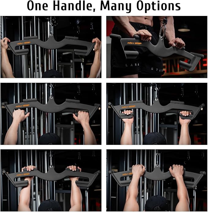 LAT Pull Down Bars Set, Triangular Stability LAT Pulldown Attachments with 8 Ergonomic Handles for Whole Back Training, Non-Slip Cable Machine Attachment for Gym Home Workout