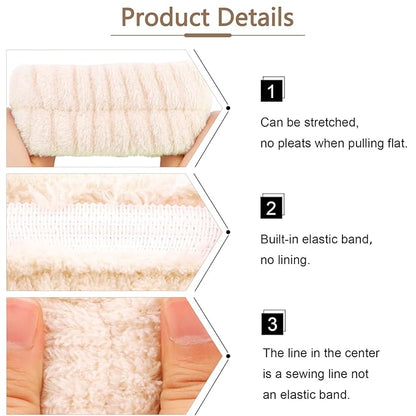 VELSCRUN Spa Headbands for Wash Face, Makeup Headband, Facial Skincare Headbands, 5 Pcs Khaki Puffy Sponge Spa Headband Bow Tie Hair Band Hair Clips Wristband Set Women Girls Accessories