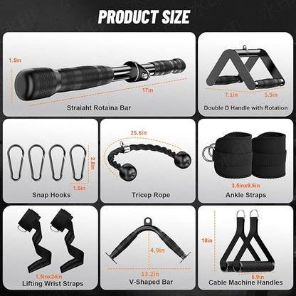 Cable Machine Attachment for Home Gym, Tricep Press LAT Pull Down Attachment, Cable Machine Accessories, Tricep Press Down Cable Attachment for Weight Fitness Multiple Options