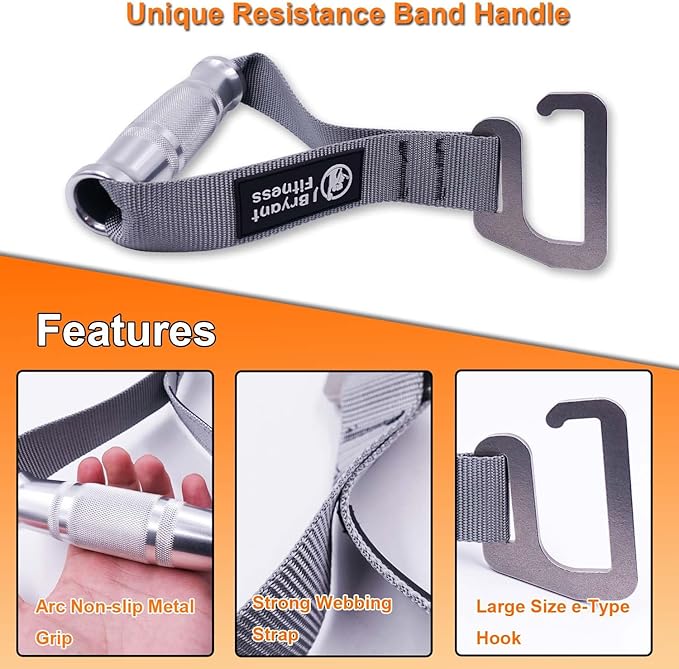 J Bryant Fitness Resistance Band Exercises Handles Heavy Duty Metal Gym Handles Stainless Steel Large Size Hook for Wide Pull Up Resistance Band Training Home Workout Fitness Equipment