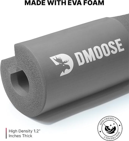 DMoose Fitness Barbell Pad for Hip Thrust, Squat & Lunges - Non-Slip Thick Foam Cushion for Neck and Back Support with Two Straps - Hip Thrust Pad for Leg Day - Fits All Olympic Bars and Smith Machine