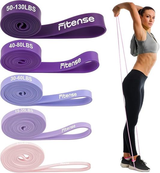 Pull Up Bands, Fitense Resistance Bands Set with Door Anchor, Stretching Assist Band, Portable Exercise, Muscle Training, Physical Therapy, Exercise Workout Bands for Working Out for Women