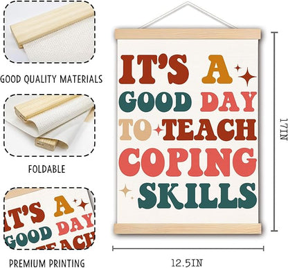 DNEULYR It's a Good Day to Teach Coping Skills Mental Health Wall Art Poster, Motivational Psychology Wall Decor for Classroom Therapy Office School Counseling Office, 12x16 Inches