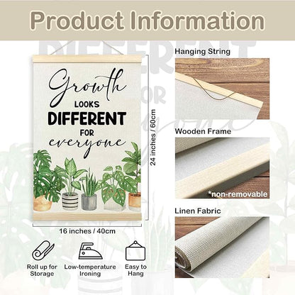 TLESKE Classroom Mental Health Poster Hanger Frame, Positive Affirmations Hanging Wall Art Room Decor for School Counseling Therapy Office, Growth Looks Different for Everyone Prints Pictures, 16x24