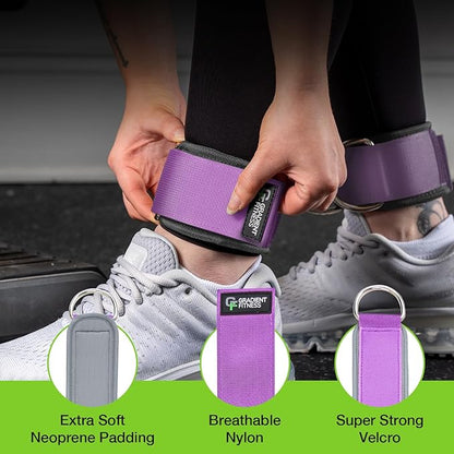 Gradient Fitness Ankle Straps (2 Pack) | Ankle Strap for Cable Machine, Ankle Bands for Working Out, Cable Ankle Strap