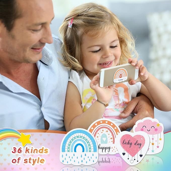 36 Pcs Anxiety Sensory Stickers Mental Health Stickers Fidget Textured Strips Toys Adhesive Tactile Calm Relief Items for Adults Desk School Counselor Classroom(Boho Style)