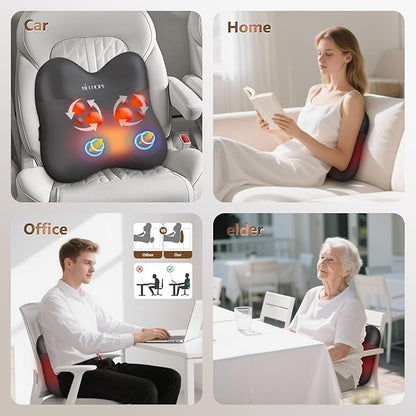 Shiatsu Back Massager with Heat,Percussion Massage Cordless Back Massage for Pain Relief Deep Tissue.4D Kneading Massage,Gift for Men Women Parents Relaxation at Christmas Office Car,Black