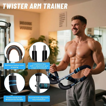 Twister Arm Trainer, 44–88lb Adjustable Resistance Chest Exerciser with Dual Spring, Portable Detachable Arm Strength Training Equipment for Upper Body Workouts at Home