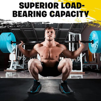 Adjustable Squat Wedge Set, Non-Slip Calf Stretch Slant Board for Heel Elevated Squats, Mobility & Strength, 3 Heights (3.3-8.3cm), Durable Rubber, Storage Bag