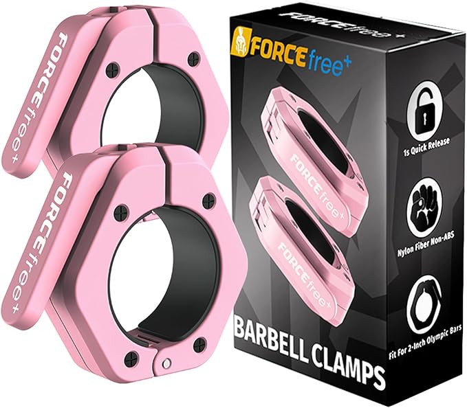Barbell Clips (Pair), Barbell Clamps, Quick Release Olympic Barbell Clamps with Anti Slip TPR Grip, Barbell Collars for Secure Weightlifting & Powerlifting (Black) (NO MAG, Black)