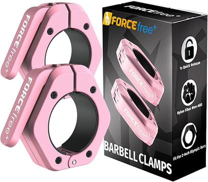 Barbell Clips (Pair), Barbell Clamps, Quick Release Olympic Barbell Clamps with Anti Slip TPR Grip, Barbell Collars for Secure Weightlifting & Powerlifting (Black) (NO MAG, Black)