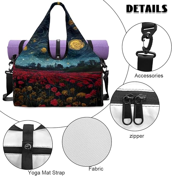 Yoga Mat Bag for Women Men Large Carryall Tote with Adjustable Shoulder Strap for Gym Yoga Travel Pilates Office