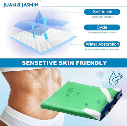 JUAN & JASMIN Microfiber Gym Towels Soft for Exercise Fitness, Sports, Workout, ODR Men & Women Quick-Drying Towels (Blue&Green)