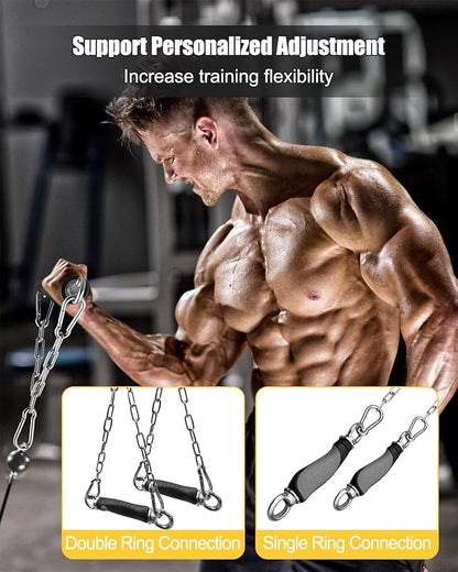 Upgrade LAT Tricep Rope Cable Attachment, Rubber Gym Exercise Handles for Cable, Ergonomic Single Handle Tricep Attachment Cable Machine, LAT Pull Down Attachments for DIY Workout Equipment