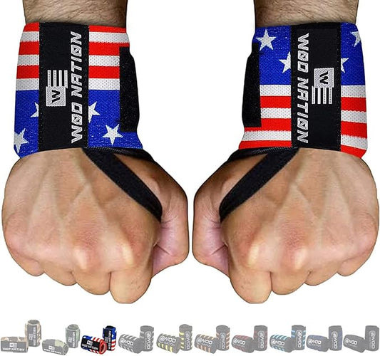 WOD Nation Wrist Wraps for Weightlifting & Strength Training – Professional Gym Straps w/Thumb Loop for Men & Women