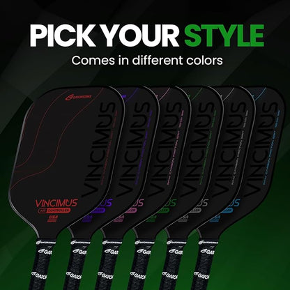 Vincimus Air Controller T600 Pickleball Paddle, T600 Carbon Fiber Pickleball Paddle with Enhance PP Honeycomb 16mm Core, 8.1oz with GatorGrit Face