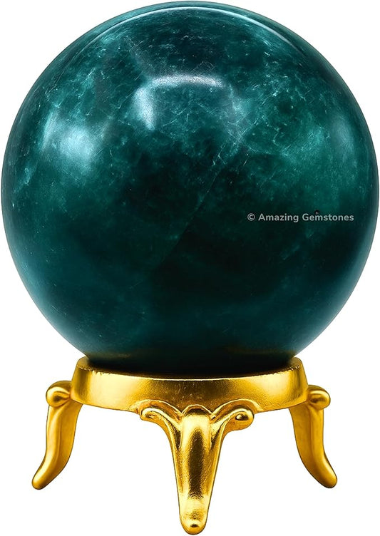 Amazing Gemstone Blue Apatite Crystal Ball with Stand - 2" Inches Crystal Sphere Meditation Balls for Witchcraft and Decorative Balls