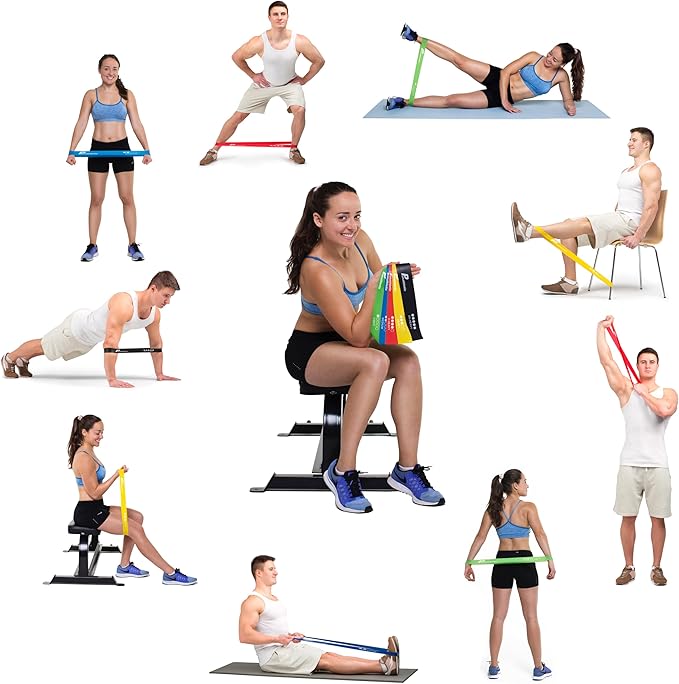 Resistance Bands, Set of 5 Bands – 5 Different Resistance Levels, Exercise Guide, eBook, Carry Bag – 5X Booty Loop Band for Butt and Legs Women - Fitness Stretch Band for Workout Men