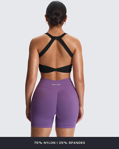 Aoxjox Women's Workout Sports Bras Twist Front Fitness Training Gym Bra Yoga Crop Lola Tank