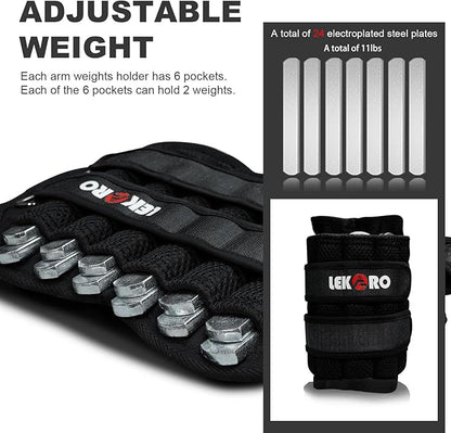 Adjustable Wrist Ankle Weights, Removable Arm & Leg Weight for Men & Women, Fitness, Strength Training, Running, Walking, Jogging, 1 Pair 2 Pack