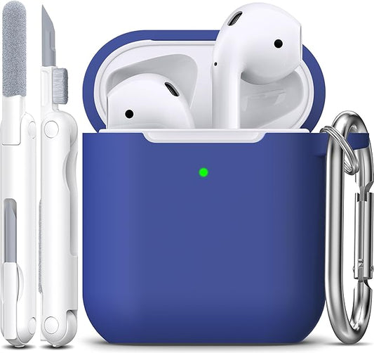 R-fun Compatible with AirPods Case Cover, Soft Silicone Protective Cover with Keychain for Women Men Compatible with Apple AirPods 2nd 1st Generation Charging Case, Front LED Visible,Royal Blue