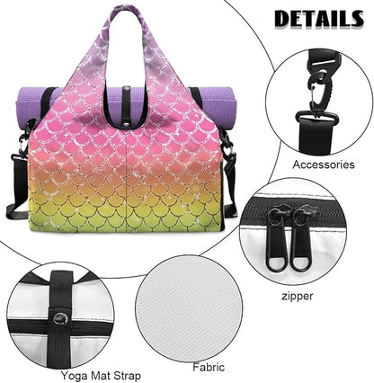 Yoga Mat Bag for Women Men Large Carryall Tote with Adjustable Shoulder Strap for Gym Yoga Travel Pilates Office