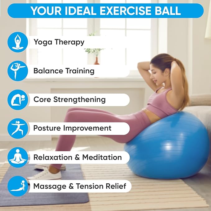 APEXUP Yoga Ball Exercise Ball Anti Slip Heavy Duty for Fitness, Balance & Core Workout