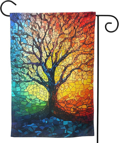 Mosaic Tree Garden Flag 12x18 In Double Sided Yard Flags Lawn Sign Decor No Flagstand