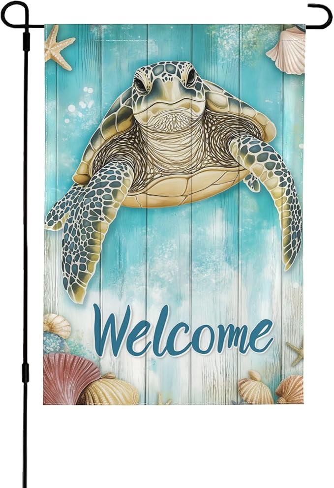 Sea Turtle Garden Flag 12x18 In Double Sided Yard Flags Lawn Sign Decor No Flagstand