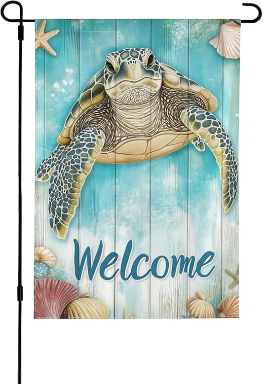 Sea Turtle Garden Flag 12x18 In Double Sided Yard Flags Lawn Sign Decor No Flagstand