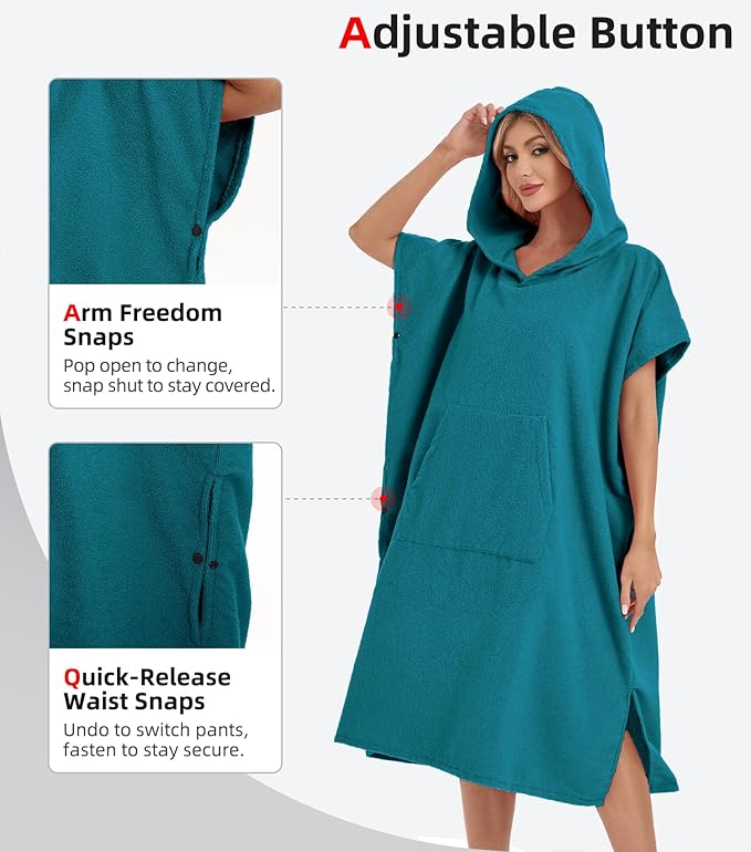 Abahub Surf Poncho Men & Women Towel Poncho Adult with Hood, Thick Quick Dry Changing Poncho Towel, Microfiber Wearable Cover Up for Surfing Beach Swim - Absorbent Changing Towel M (Dark Green)