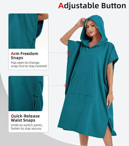 Abahub Surf Poncho Men & Women Towel Poncho Adult with Hood, Thick Quick Dry Changing Poncho Towel, Microfiber Wearable Cover Up for Surfing Beach Swim - Absorbent Changing Towel M (Dark Green)