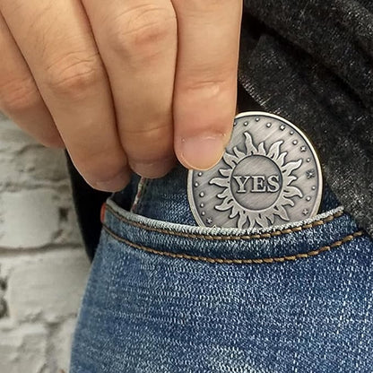 Yes No Challenge Coin Sun and Moon Decision Maker Divination Coin
