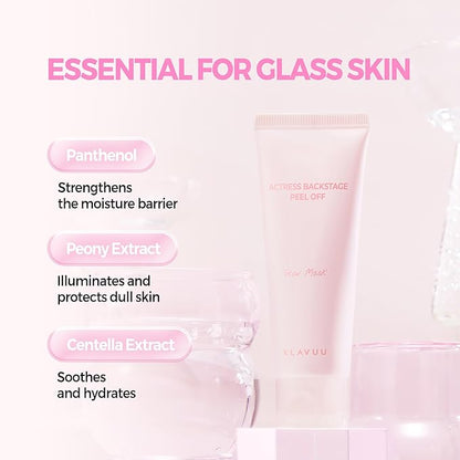 KLAVUU Actress Backstage Glow Peel Off Face Mask (2.4 fl.oz/70ml) - Radiance Boost, Deep Hydration for Women Peeling and Exfoliating for Silky Smooth, Even-Toned Glass Skin, Korean Skin Care for women