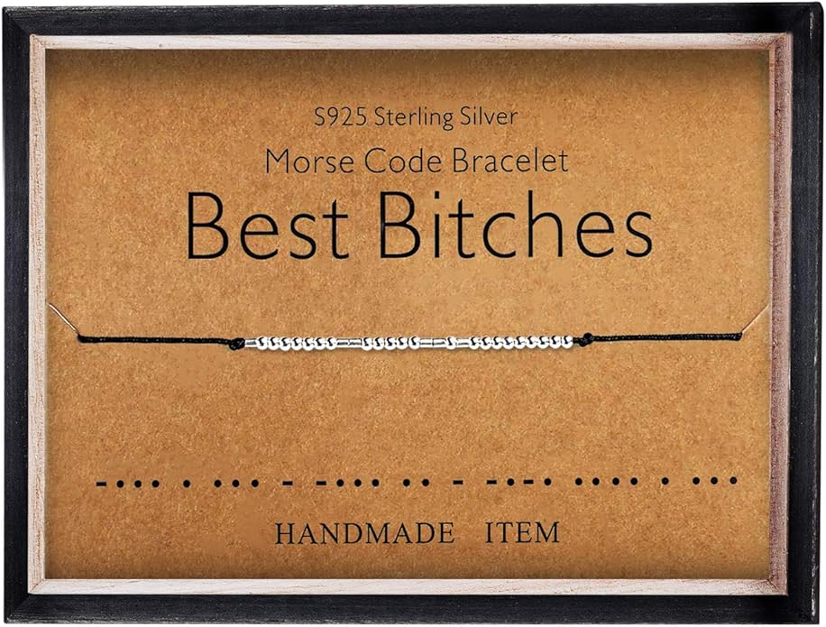 KGBNCIE Morse Code Bracelet for Women Sterling Silver Beads on Silk Cord Secret Message Fuck Friendship Inspirational Encouragement Bracelet Gift for Her