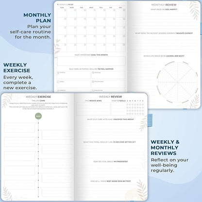 Clever Fox Self-Care Journal Premium – Daily Gratitude & Mental Health Notebook for Women – Reflection & Personal Development Journal (Periwinkle)