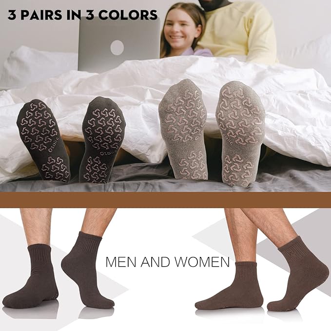 Ozaiic Non Slip Socks Grip for Yoga Home Workout Pure Barre, Pilates, Hospital, Ideal Cushion Socks for Men and Women