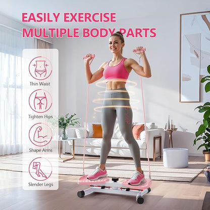 Waist Twisting Machine & Ab Twister Machine - 300 lbs Noiseless Waist Twister Board for Core Exercise, Home Gym Fitness Equipment with Resistance Bands (Women/Men)