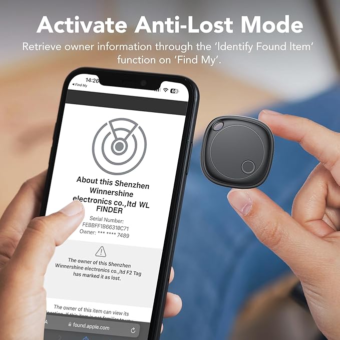 Air Tracker Tags-2 Pack, Bluetooth Tracker Works with Apple Find My APP (iOS Only), Bluetooth Air Tracker Tags and Item Locator for Keys, Bags, Luggage, Pets, Wallet, Replaceable Battery