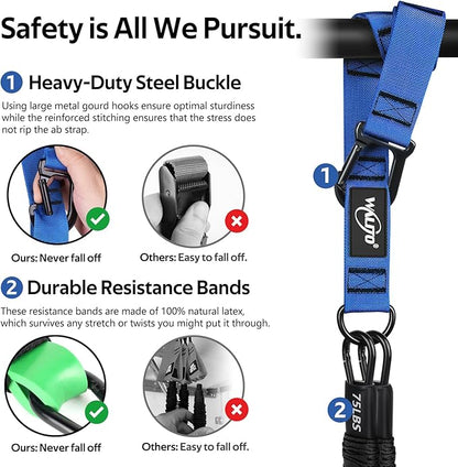 Pull Up Assistance Bands Set, Heavy Duty Adjustable Pull Up Assist Band with Feet Rest, Strength Training Bands for Home Gym Fitness, Pull-Up Bar, Calisthenics and Body Stretching