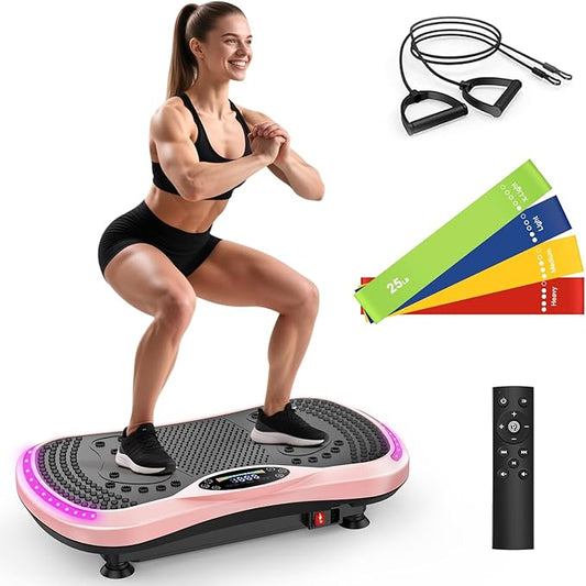 Vibration Plate Exercise Machine for Lymphatic Drainage, Vibration Machine for Full-Body Weight Loss Shaping, Vibrate Fitness Platform 400 Lbs & 200 Adjustable Speeds for Women Men Home Gym