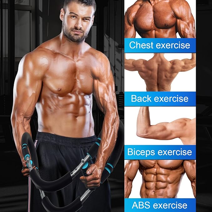 Arm Exerciser, Adjustable Spring Workout Bar, Forearm Triceps Chest Enhanced Exercise Strengthener, Portable Home Fitness Equipment
